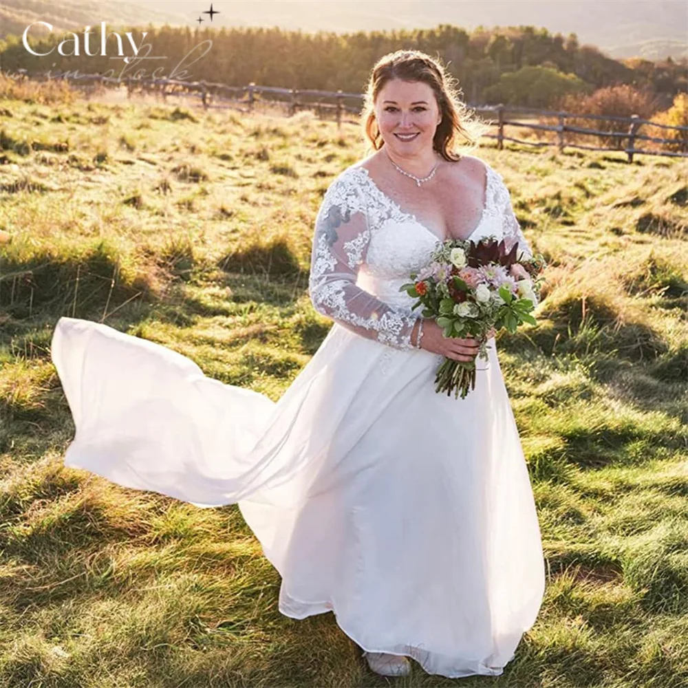 Long Sleeve A-line Wedding Gown Romantic Plus Size Lace Up Back Wedding Dresses For Women Bride Sweep Train Vestidos De Novia
Long Sleeve A-line Wedding Gown Romantic Plus Size Lace Up Back Wedding Dresses For Women Bride Sweep Train Vestidos De Novia