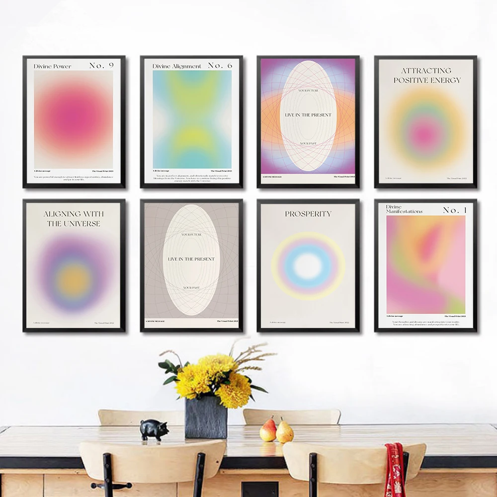 

Law of Attraction Positive Aura Energy Print Boho Art Quote Gradient Spiritual Canvas Poster Self Care Trendy Wall Picture Decor