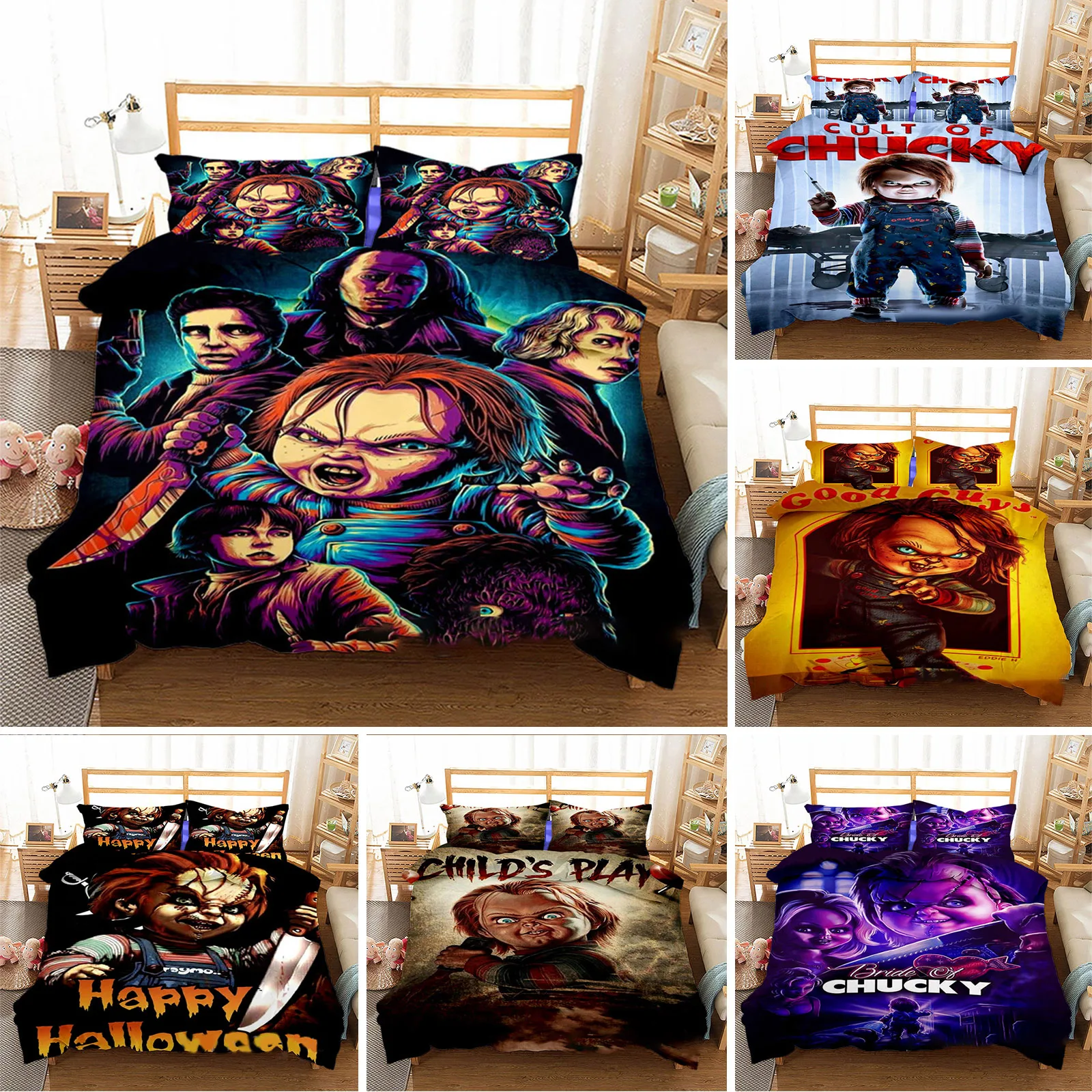 Horror Movie Chucky 3D Printed Duvet Cover Set Twin Full Queen King Size Bedding Set Bed Linens Bedclothes for Young
Horror Movie Chucky 3D Printed Duvet Cover Set Twin Full Queen King Size Bedding Set Bed Linens Bedclothes for Young