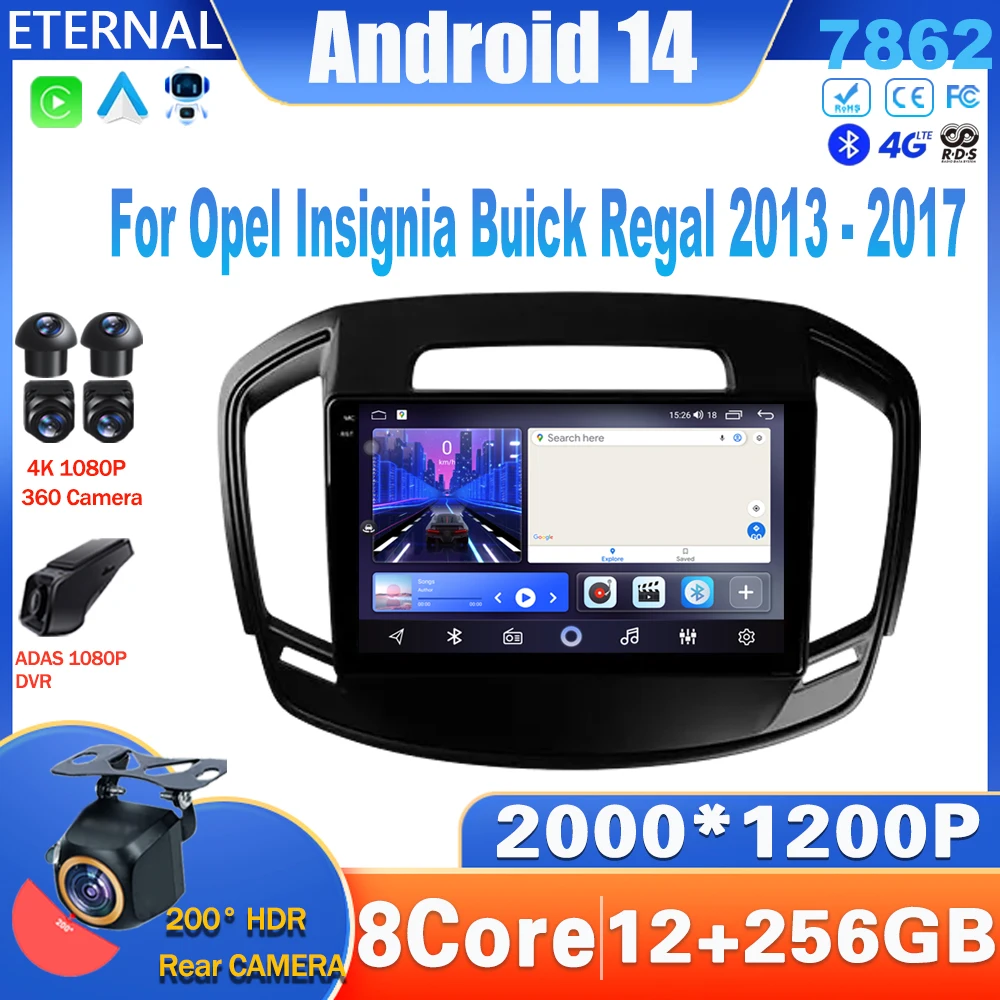 Автомобильное радио Android 14 для Opel Insignia Buick Regal 2013-2017 мультимедийный видеоплеер
