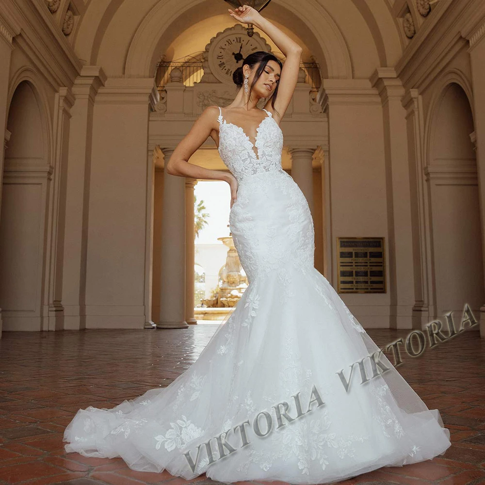 VIKTORIA Attractive Wedding Dress For Woman Marriage Mermaid Spaghetti Straps Backless Appliques Vestidos De Novia Custom Made
VIKTORIA Attractive Wedding Dress For Woman Marriage Mermaid Spaghetti Straps Backless Appliques Vestidos De Novia Custom Made