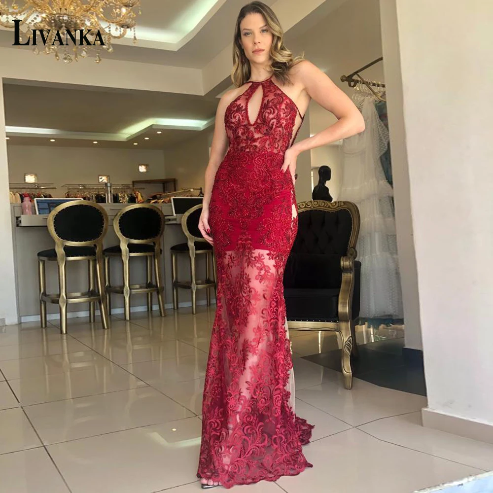 LIVANKA Sexy Evening Prom Dresses Vintage Halter Backless Sleeveless Appliques Lace Court Train Dropping Shipping Vestidos
LIVANKA Sexy Evening Prom Dresses Vintage Halter Backless Sleeveless Appliques Lace Court Train Dropping Shipping Vestidos