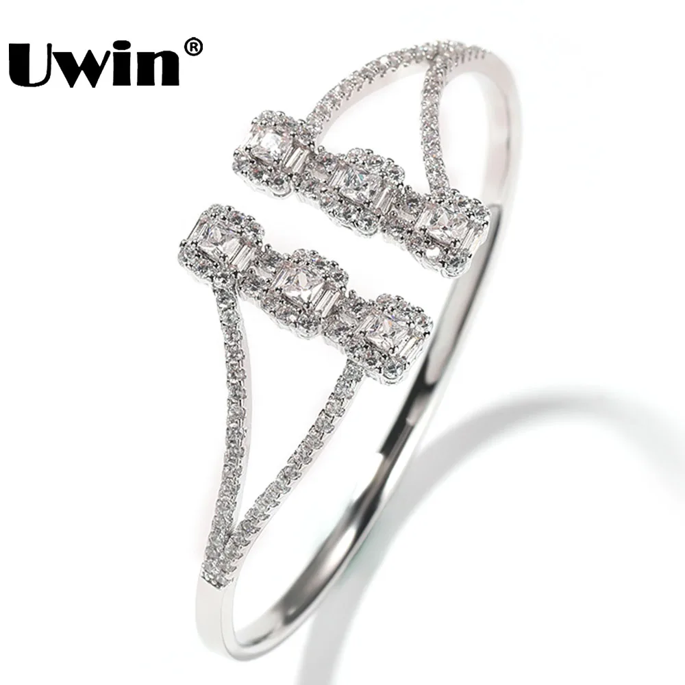 UWIN Baguette Cuff Bracelet for Women Size Fits All Bling Iced Out CZ Slim Cuff Bangles Trendy Fashion Jewelry for Gift
UWIN Baguette Cuff Bracelet for Women Size Fits All Bling Iced Out CZ Slim Cuff Bangles Trendy Fashion Jewelry for Gift