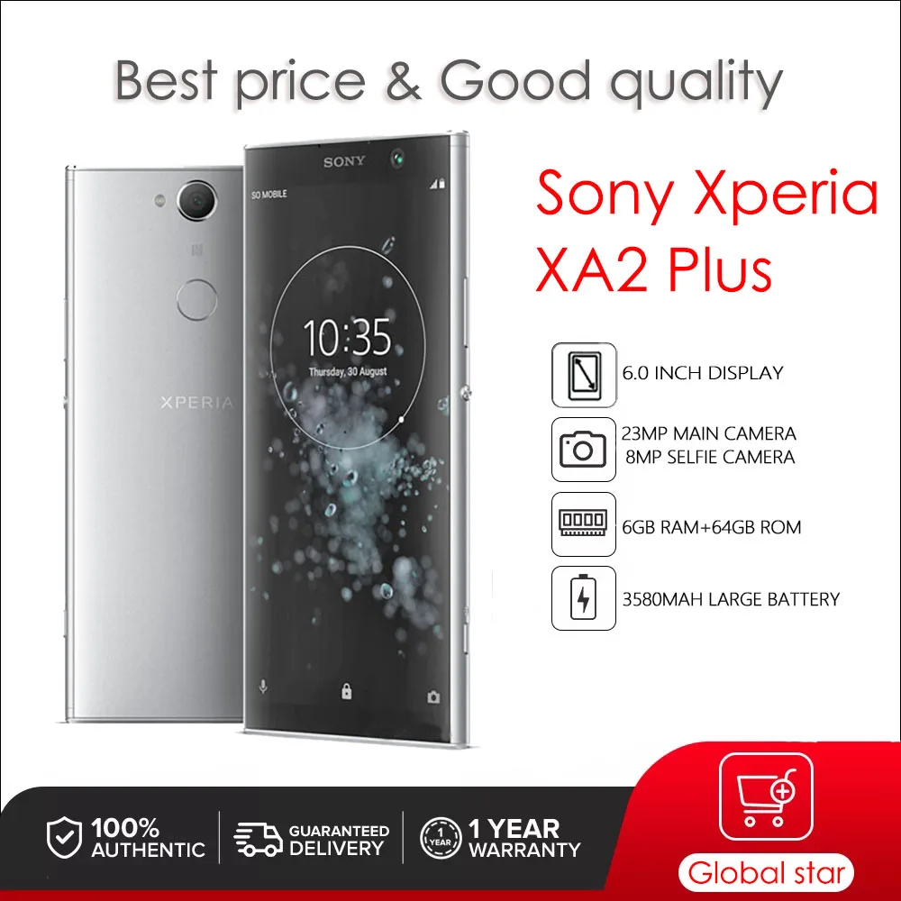 

Sony Xperia XA2 Plus H4493 Dual Sim Refurbished Original Unlocked 6.0" 6GB+64GB 23MP Camera free shipping