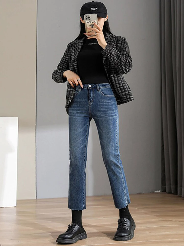 Deep blue women jeans ankle length girls y2k straight good stretch vintage streetwear denim pants Kor fashion Trousers 2022
Deep blue women jeans ankle length girls y2k straight good stretch vintage streetwear denim pants Kor fashion Trousers 2022