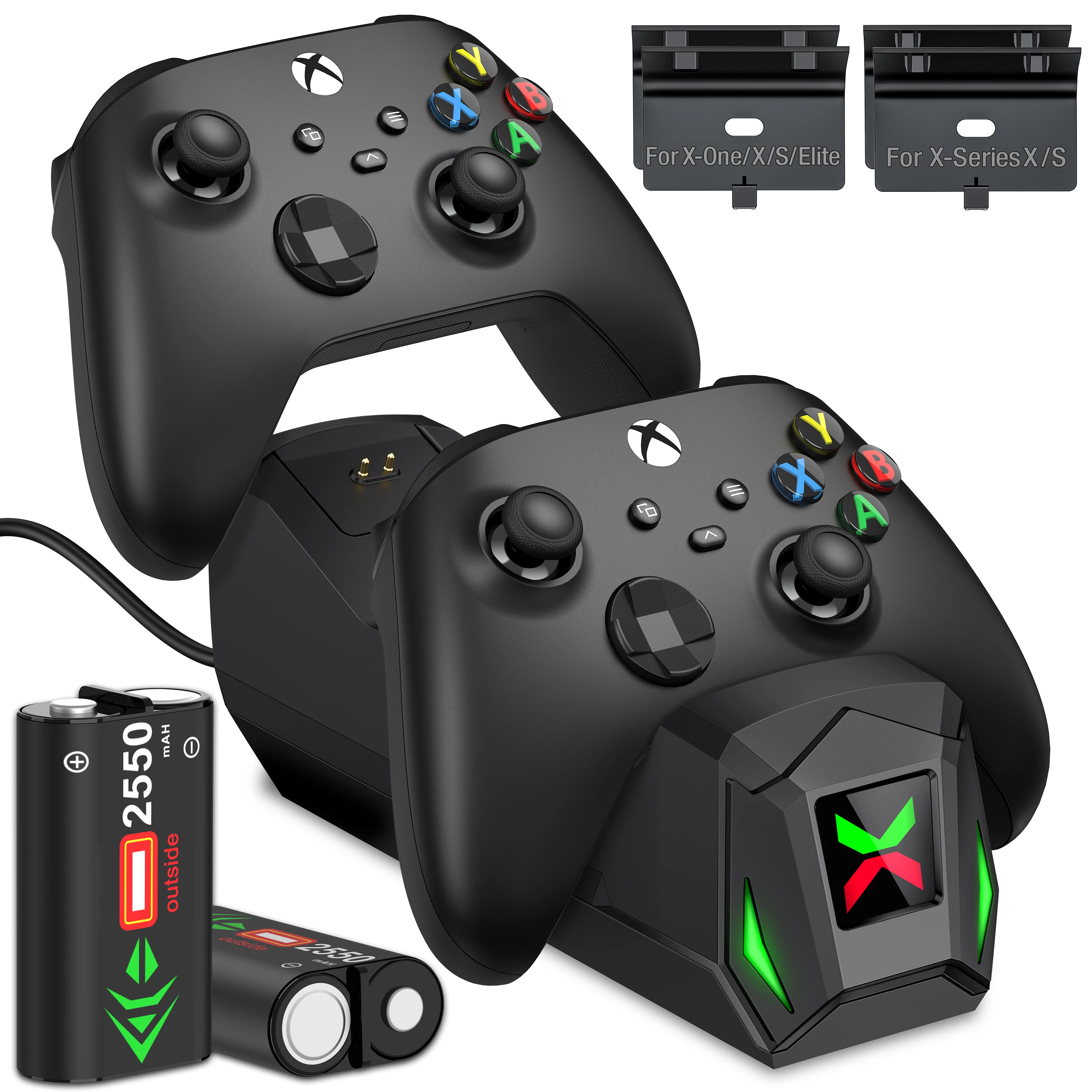 Док-станция для быстрой зарядки для контроллеров Xbox Series X/S/Xbox One S/X/Xbox One, перезаряжаемая батарея с крышками для Xbox Series X/Xbox
Док-станция для быстрой зарядки для контроллеров Xbox Series X/S/Xbox One S/X/Xbox One, перезаряжаемая батарея с крышками для Xbox Series X/Xbox