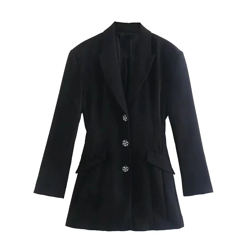 ZATRHMBM 2022 Chic Fashion Faux Jeweled Button Black Blazer Long Sleeve Vintage Coat Notched Collar Ladies Outerwear Stylish Top
ZATRHMBM 2022 Chic Fashion Faux Jeweled Button Black Blazer Long Sleeve Vintage Coat Notched Collar Ladies Outerwear Stylish Top