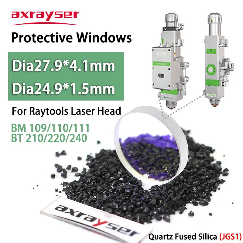 Protective Windows Raytools Lens Dia27.9x4.1 / Dia24.9x1.5mm for Fiber Laser Original Lenses BM109 BM110 BM111 BT210 BT220 BT240
Protective Windows Raytools Lens Dia27.9x4.1 / Dia24.9x1.5mm for Fiber Laser Original Lenses BM109 BM110 BM111 BT210 BT220 BT240