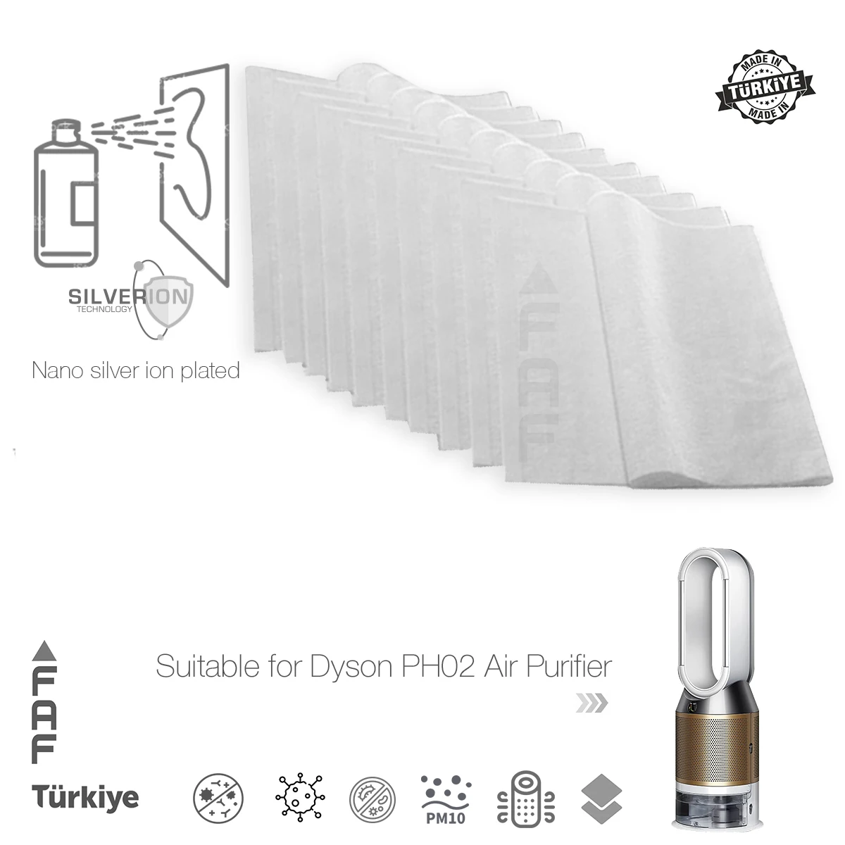 10/Pcs / FAF / Fit For Dyson PH02 Air Purifier Nano Silver Ion Coated, Electrostatic Dust Collector Pre-Filter
10/Pcs / FAF / Fit For Dyson PH02 Air Purifier Nano Silver Ion Coated, Electrostatic Dust Collector Pre-Filter