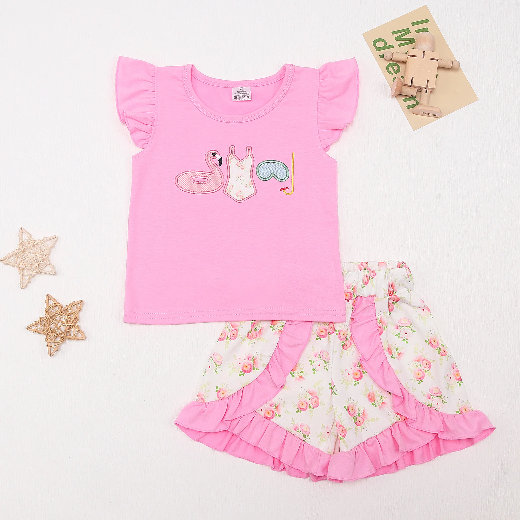 Toddler 1-8T Outfits Baby Girls Clothes Set 2pcs Cotton Bebe Suit Duck Embroidered Bodysuit Lace Floral T-shirt Babi Pink Shorts
Toddler 1-8T Outfits Baby Girls Clothes Set 2pcs Cotton Bebe Suit Duck Embroidered Bodysuit Lace Floral T-shirt Babi Pink Shorts