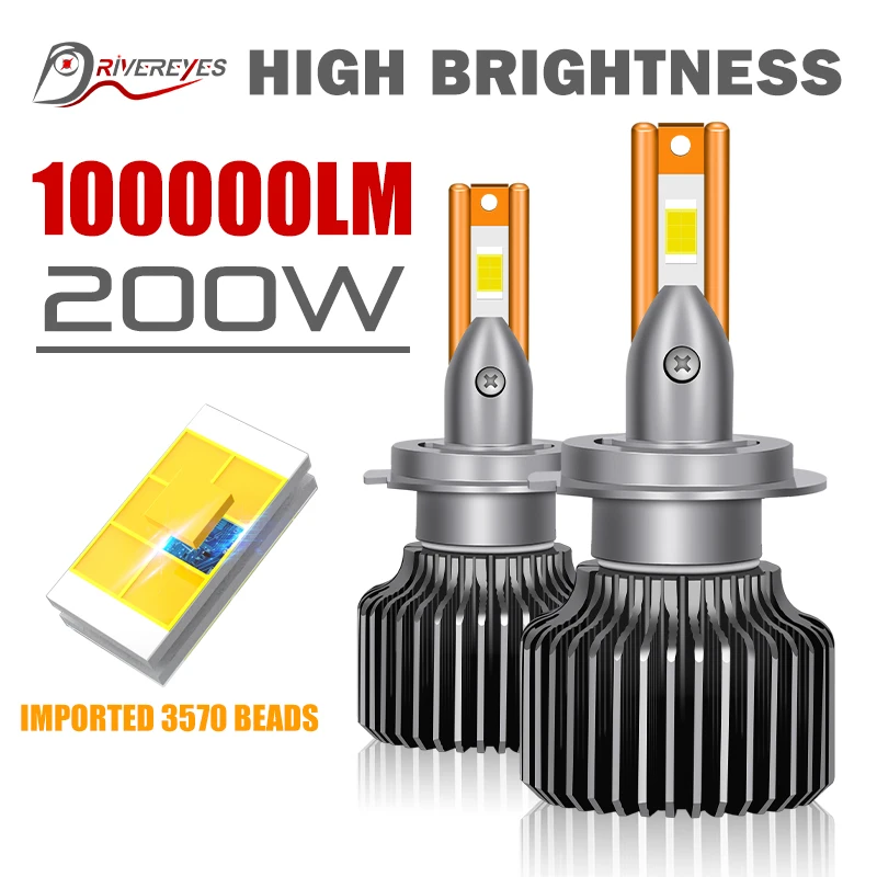 

H7 LED Headlight Bulbs Canbus 200W 100000LM H4 H1 HB4 9006 H8 H9 H11 9012 HIR2 9005 HB3 LED Lights For Vehicle Turbo Fog Lamp