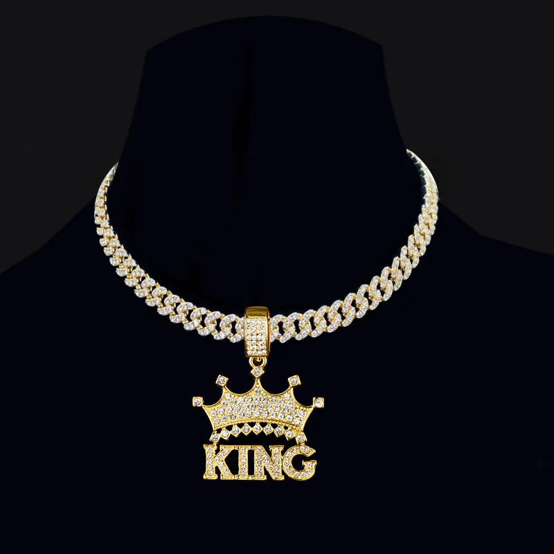 Men Women Hip-Hop Crown with King Pendant Necklace with 9mm Cuban Chain HipHop Iced Out Bling Necklaces Fashion Charm Jewelry
Men Women Hip-Hop Crown with King Pendant Necklace with 9mm Cuban Chain HipHop Iced Out Bling Necklaces Fashion Charm Jewelry