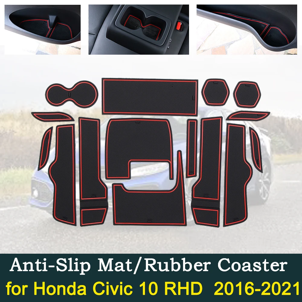 

Anti-Slip Dirty Dust Gate Mats Cup Groove Pads for Honda Civic 10th Gen RHD 2016 2017 2018 2019 2020 2021 Car Accessories Gadget