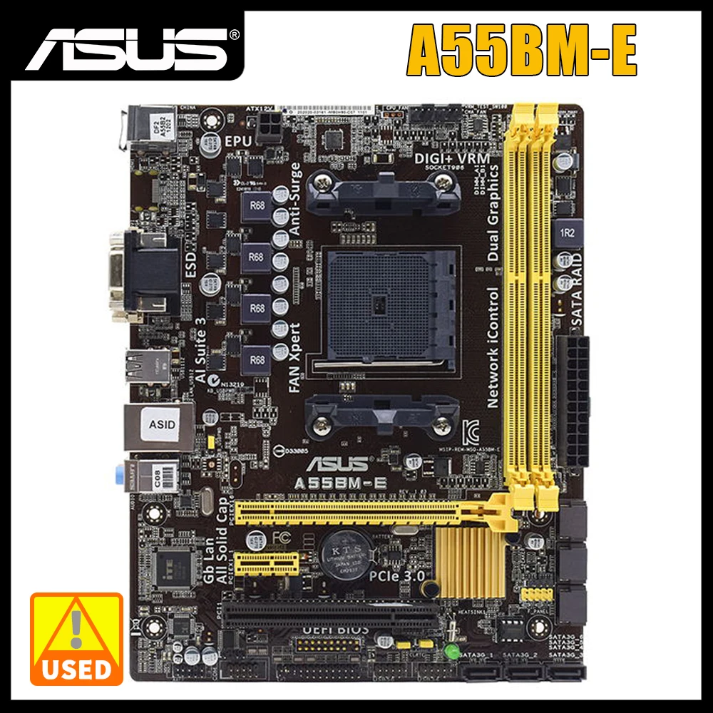 ASUS A55BM-E Socket FM2+ AMD A55M A55 Desktop PC Motherboard DDR3 32G PCI-E 3.0 VGA DVI 8×USB2.0 AMD A10/A8/A6/A4/Athlon CPUS
ASUS A55BM-E Socket FM2+ AMD A55M A55 Desktop PC Motherboard DDR3 32G PCI-E 3.0 VGA DVI 8×USB2.0 AMD A10/A8/A6/A4/Athlon CPUS