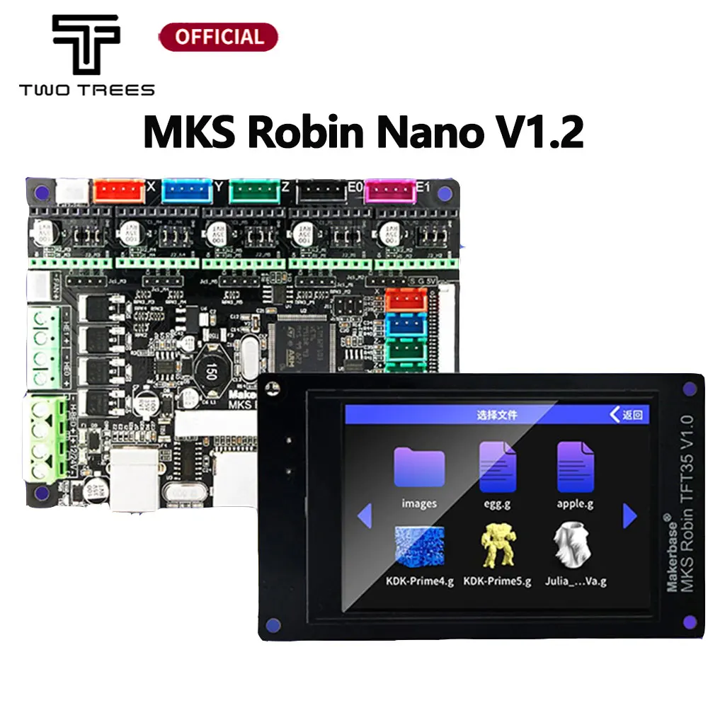 

Плата для 3D-принтера MKS STM32 MKS Robin Nano Board V1.2, аппаратное обеспечение с открытым исходным кодом (поддержка Marlin2.0), с сенсорным экраном 3,5 дюйма