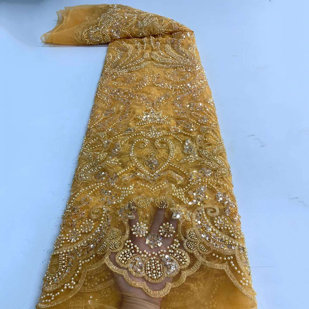 Luxurious Gold Sequence Lace Fabrics Nigeria Lace 2022 Embroidery French Mesh Beaded Lace Fabric For African Wedding Party
Luxurious Gold Sequence Lace Fabrics Nigeria Lace 2022 Embroidery French Mesh Beaded Lace Fabric For African Wedding Party