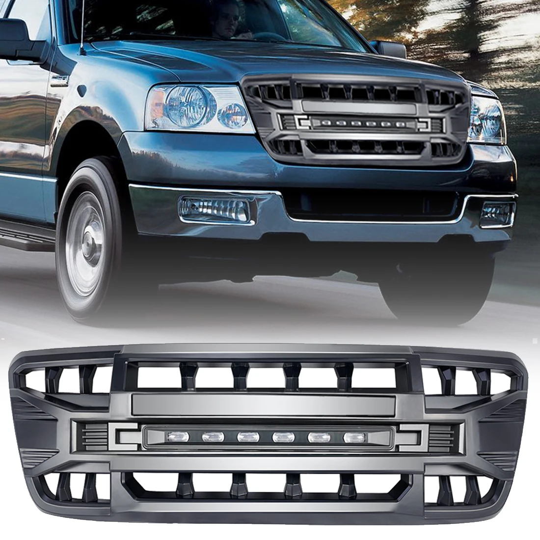 Matte Black Front Compatible Grille w/Off-Road Lights For Ford F150 2004 2005 2006 2007 2008 ABS
Matte Black Front Compatible Grille w/Off-Road Lights For Ford F150 2004 2005 2006 2007 2008 ABS