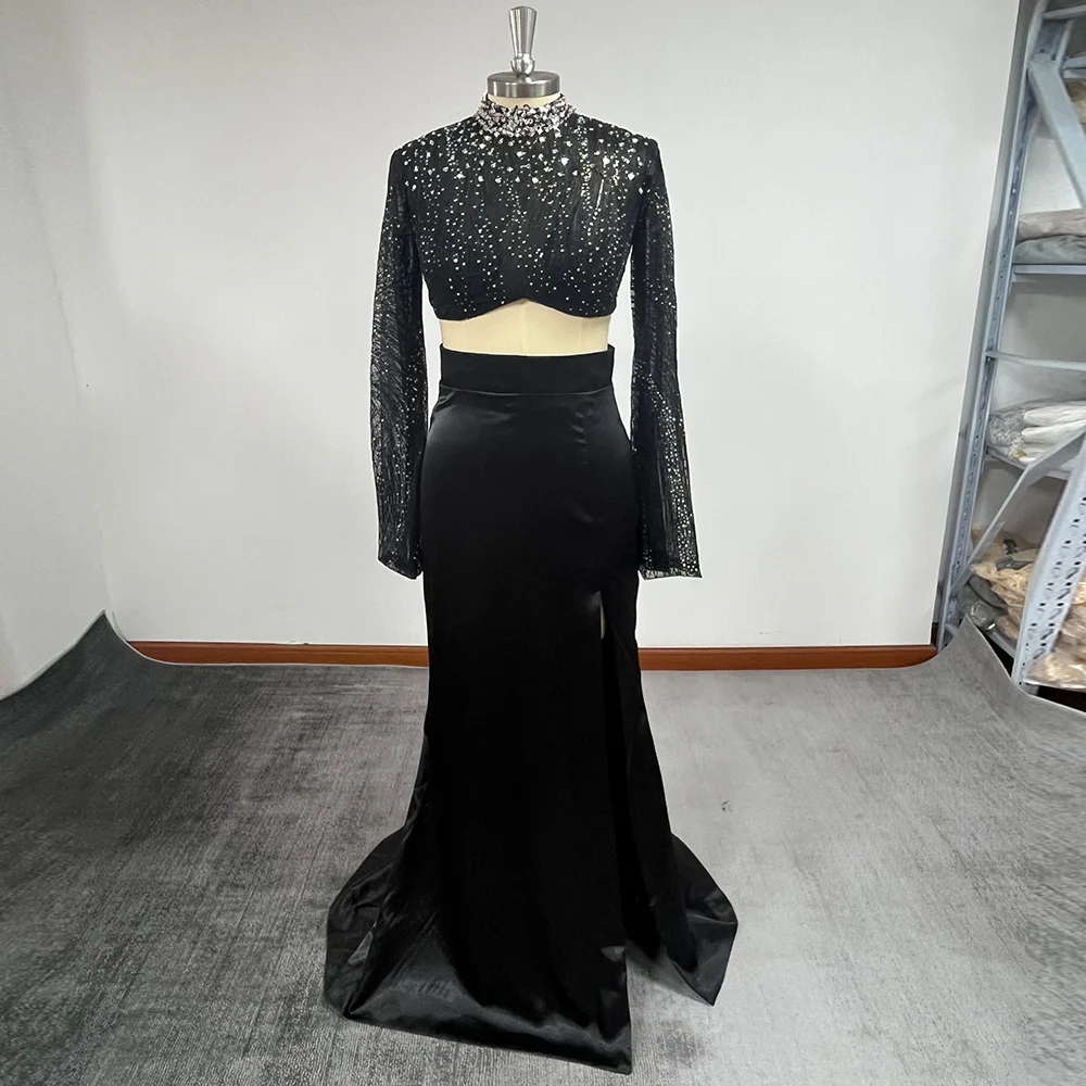 Black Mermaid Evening Dresses Mermaid Party Dresses Beaded Robe De Soirée Sequined High Split Two Piece Women Formal Party Gowns
Black Mermaid Evening Dresses Mermaid Party Dresses Beaded Robe De Soirée Sequined High Split Two Piece Women Formal Party Gowns