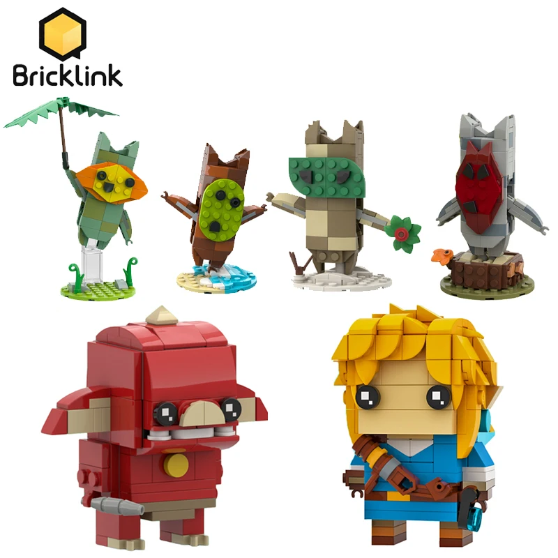 

Bricklink Ideas Zeldaed Action Figures Link Bokoblin Brickheadz and Yahaha Korok - BOTW Keglo seeds Building Blocks Toys Gift