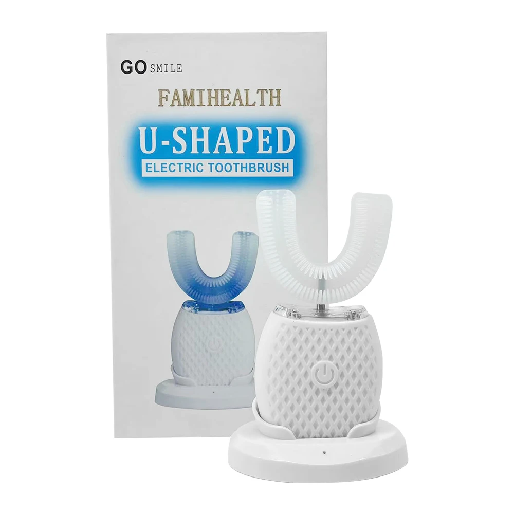 FAMIHEALTH U-shaped Electric Toothbrush Sonic Vibration Clean Replaceable U Shape Brush Head Soft Silicone Bristles 360° Deep Cl
FAMIHEALTH U-shaped Electric Toothbrush Sonic Vibration Clean Replaceable U Shape Brush Head Soft Silicone Bristles 360° Deep Cl
