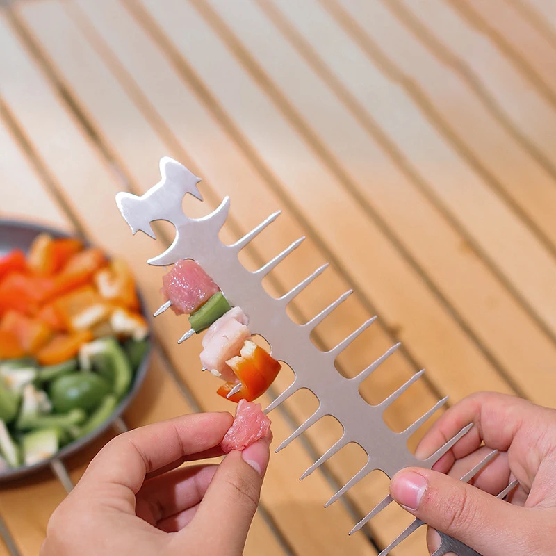 Outdoor Camping Fish Bone Skewers 304 Stainless Steel Reusable Metal Barbecue Meat Piercing High-Quality Picnic DIY BBQ Tool
Outdoor Camping Fish Bone Skewers 304 Stainless Steel Reusable Metal Barbecue Meat Piercing High-Quality Picnic DIY BBQ Tool