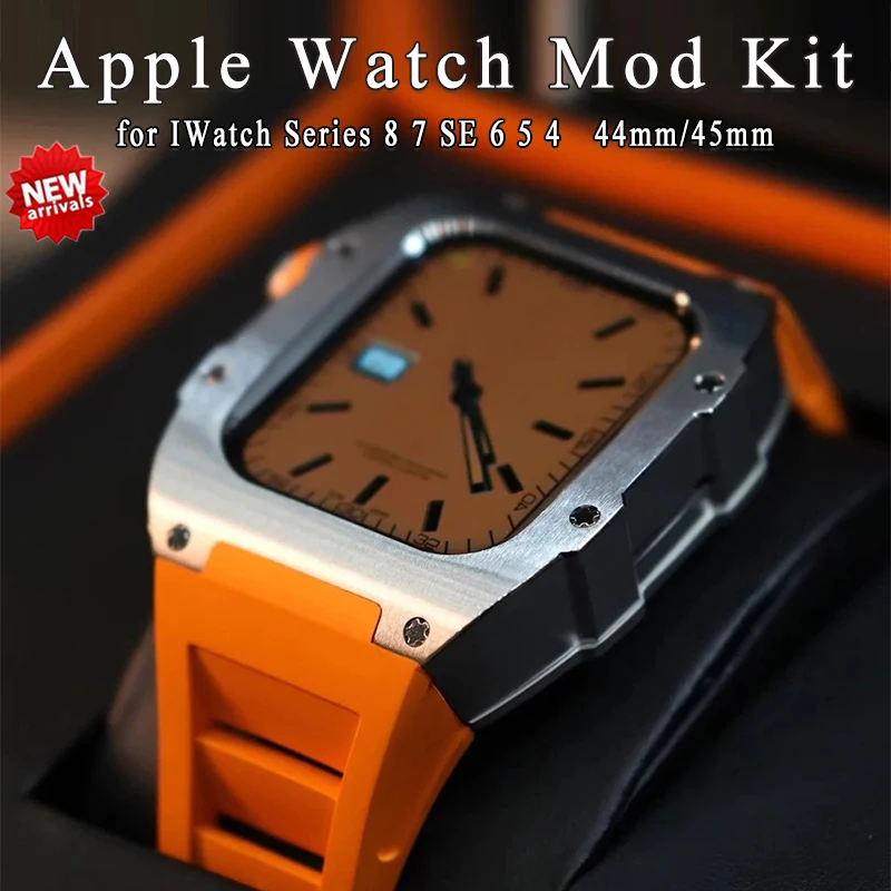 Titanium Case Luxury Modification Kit for Apple Watch 8 7 45mm Metal Case Steel Bracelet Rubber Strap for IWatch 7 6 SE 5 4 44mm
Titanium Case Luxury Modification Kit for Apple Watch 8 7 45mm Metal Case Steel Bracelet Rubber Strap for IWatch 7 6 SE 5 4 44mm