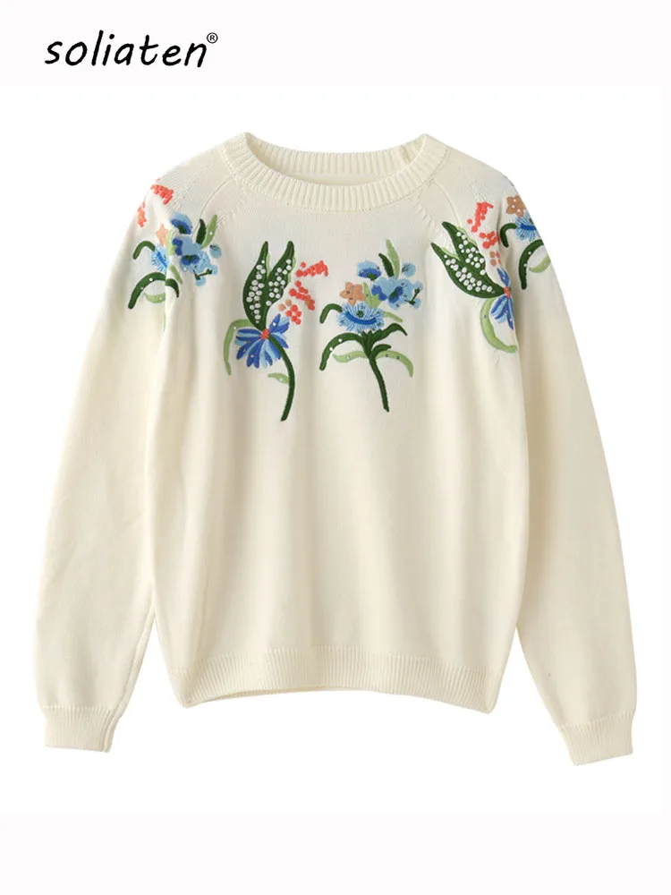 Runway Designers Tops For Women Autumn Winter Casual Elegant Flower Embroidery Pull Femme 2022 Knitted Pullover Sweater C-169
Runway Designers Tops For Women Autumn Winter Casual Elegant Flower Embroidery Pull Femme 2022 Knitted Pullover Sweater C-169