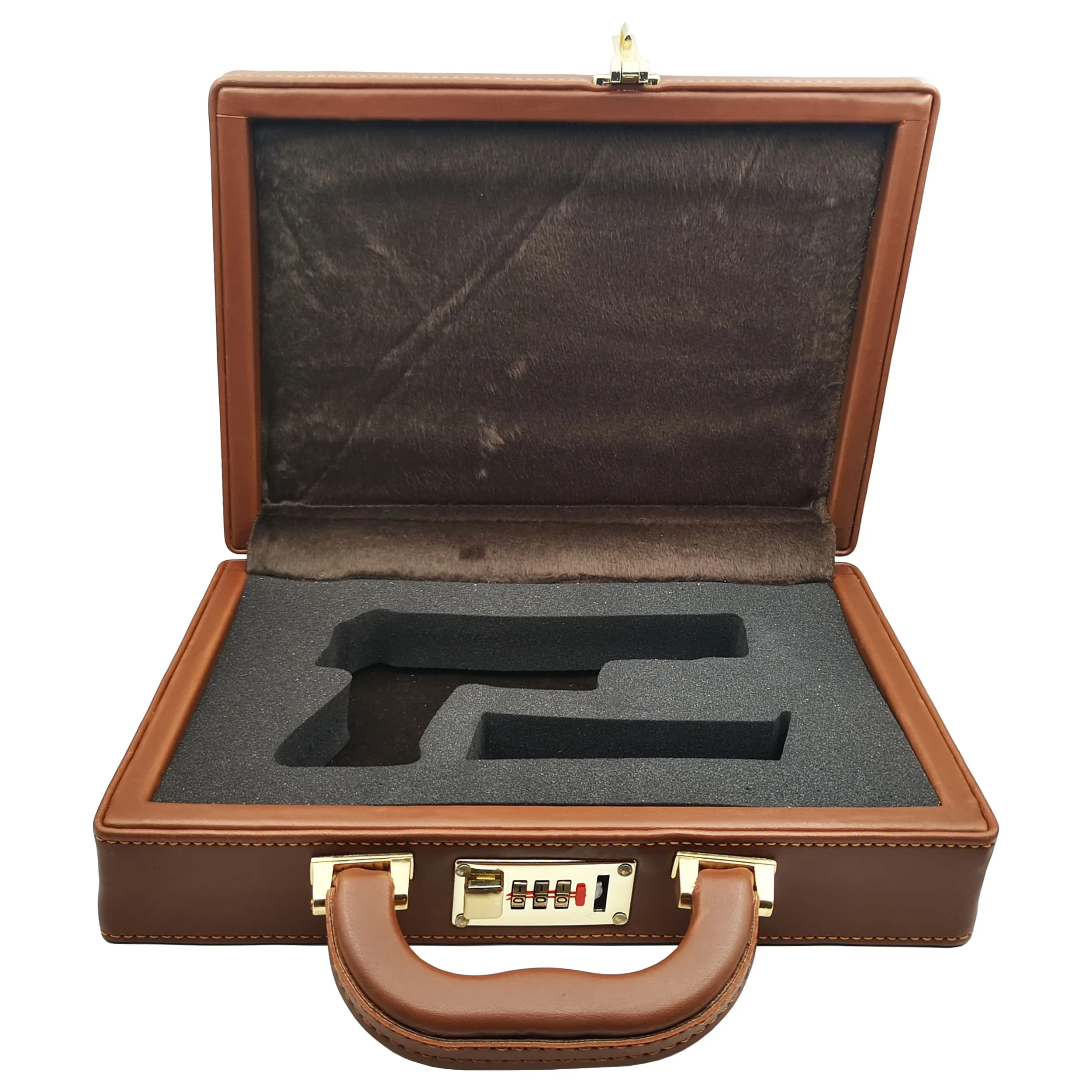 

Glock 19 Special Leather Gun Case Bond Style Personalized Password Lock System Handgun Carry And Storage Woden Box