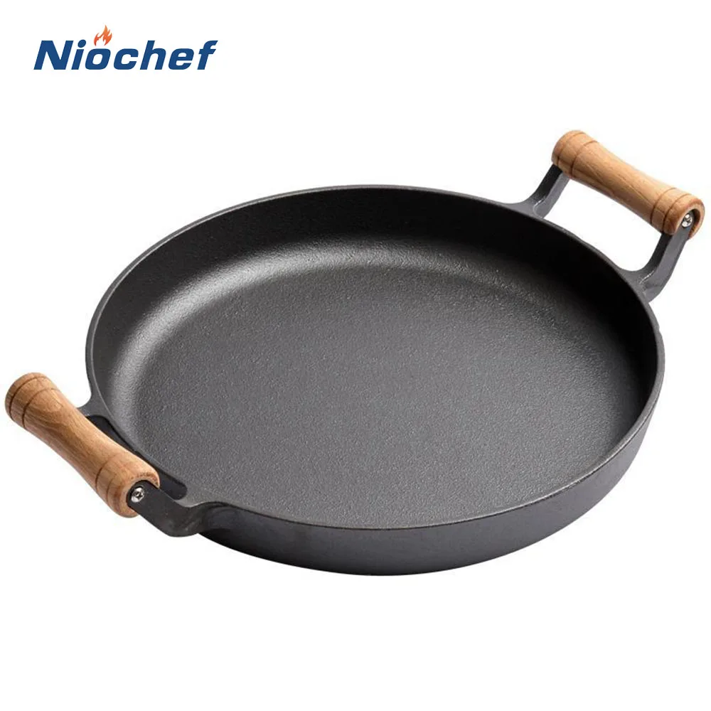 Cast Iron Double Wooden Handle Flat Single Bottom Shallow Frying Pan Pancake Anti-scalding Hand Barbecue Fish Plate Cooking Tool
Cast Iron Double Wooden Handle Flat Single Bottom Shallow Frying Pan Pancake Anti-scalding Hand Barbecue Fish Plate Cooking Tool