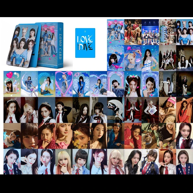 

55pcs/set KPOP IVE Album LOVE DIVE Photocard LOMO Card Double Sides Postcard Yujin Gaeul Wonyoung LIZ Rei Leeseo Fans Collection