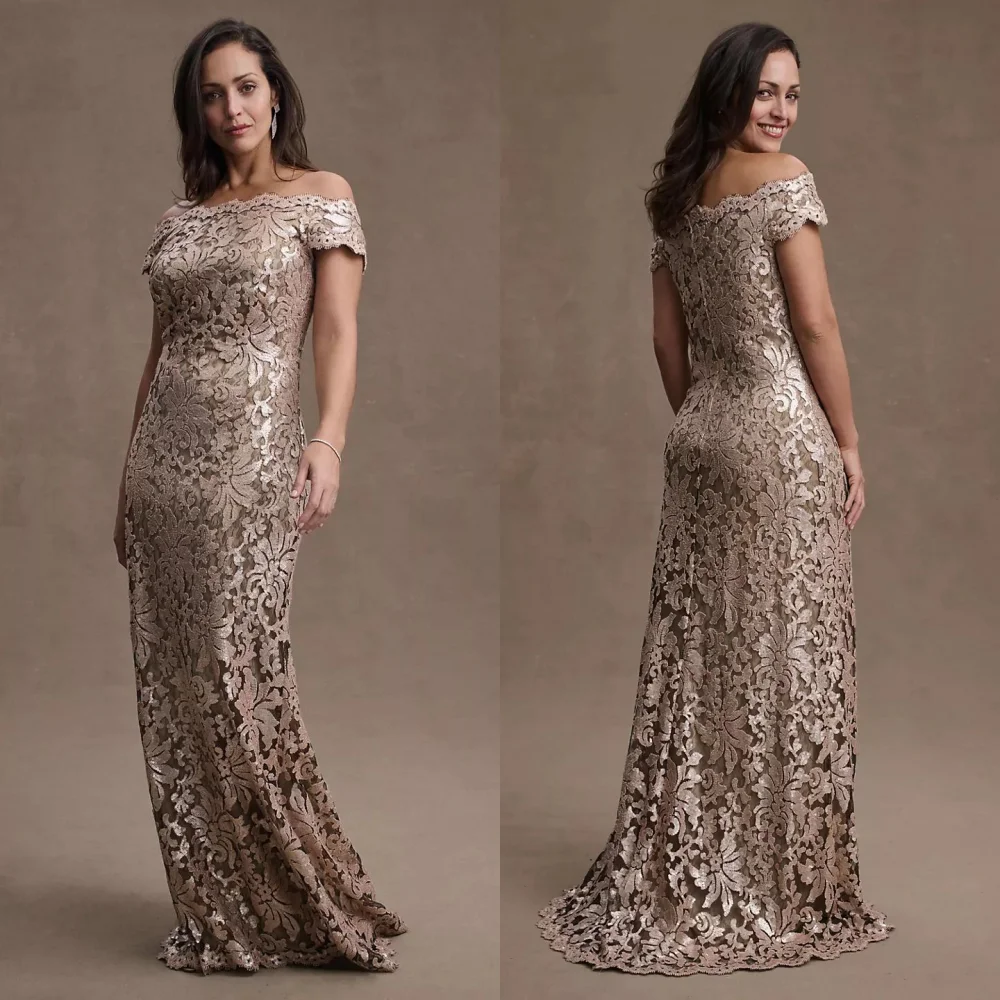 Elegant Off Shoulder Sweep Train Sequined Lace Mother of the Bride Dresses Women's Wedding Guest Gowns For Party Custom Made
Elegant Off Shoulder Sweep Train Sequined Lace Mother of the Bride Dresses Women's Wedding Guest Gowns For Party Custom Made
