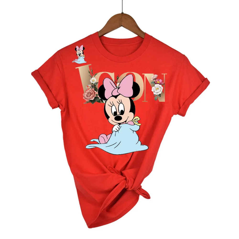 

Женская футболка с изображением городского Микки Мауса Диснея, испанская футболка 2022, футболка для ралли, летний топ с изображением Минни-М...
