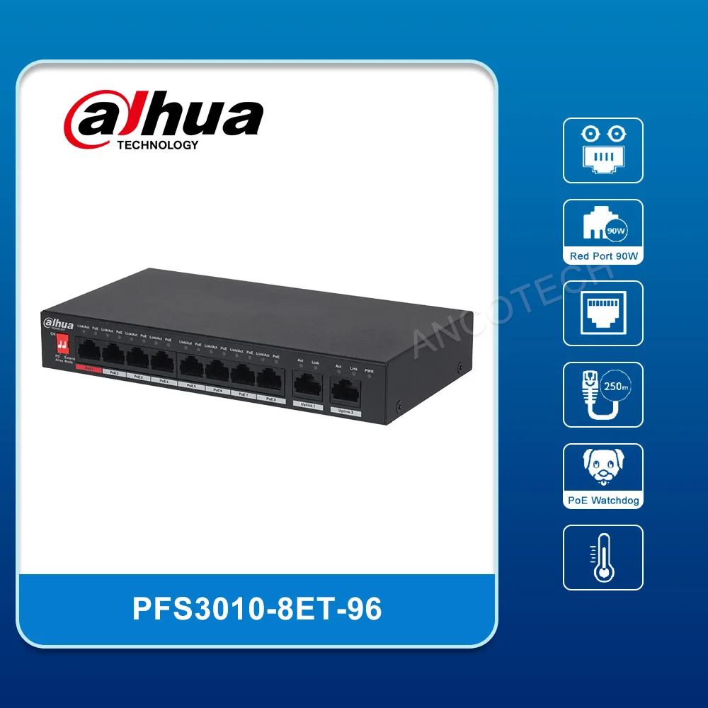 10-портовый неуправляемый Настольный переключатель Dahua с 8-портовым PoE PFS3010-8ET-96
10-портовый неуправляемый Настольный переключатель Dahua с 8-портовым PoE PFS3010-8ET-96