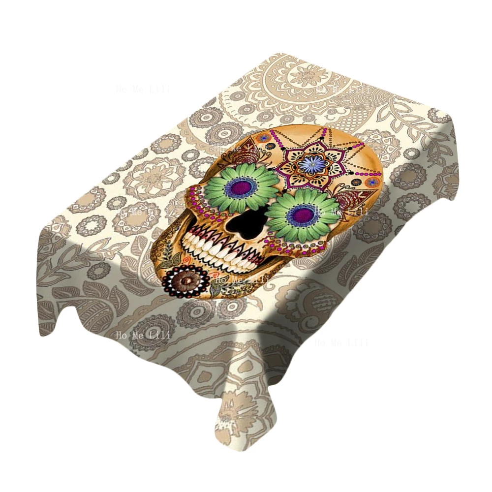 

Sugar Skull Mexican Day Of The Dead Skeleton Clock Moth And Floral Tradition Tablecloth By Ho Me Lili For Tabletop Decor