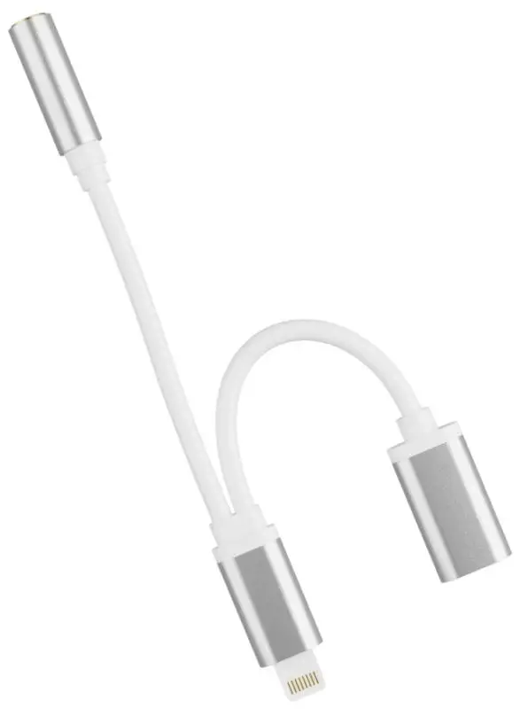 Адаптер переходник на наушники и зарядку для iPhone Айфон GSMIN AL5 Apple Lightning (M) - (F) + 3.5 мм