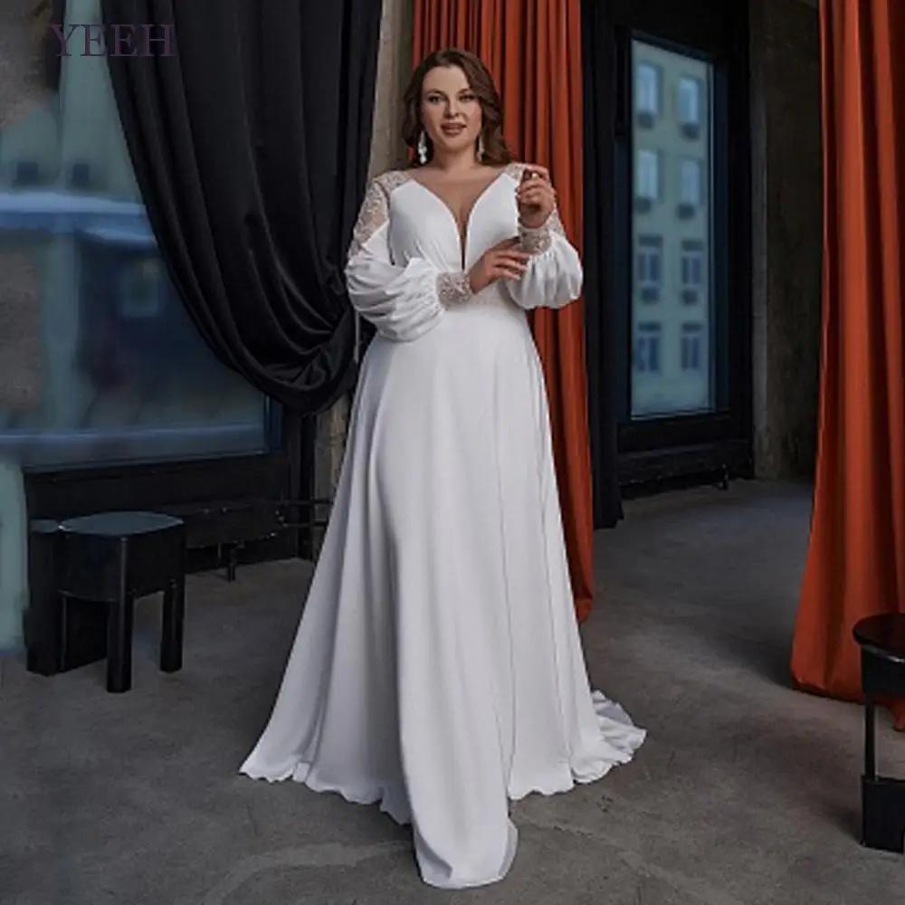 YEEH Minimalistic Chiffon A-Line Wedding Dresses For Women 2023 V-Neck Long Sleeve Vestidos De Novia Sweep Train Robe De Mariée
YEEH Minimalistic Chiffon A-Line Wedding Dresses For Women 2023 V-Neck Long Sleeve Vestidos De Novia Sweep Train Robe De Mariée