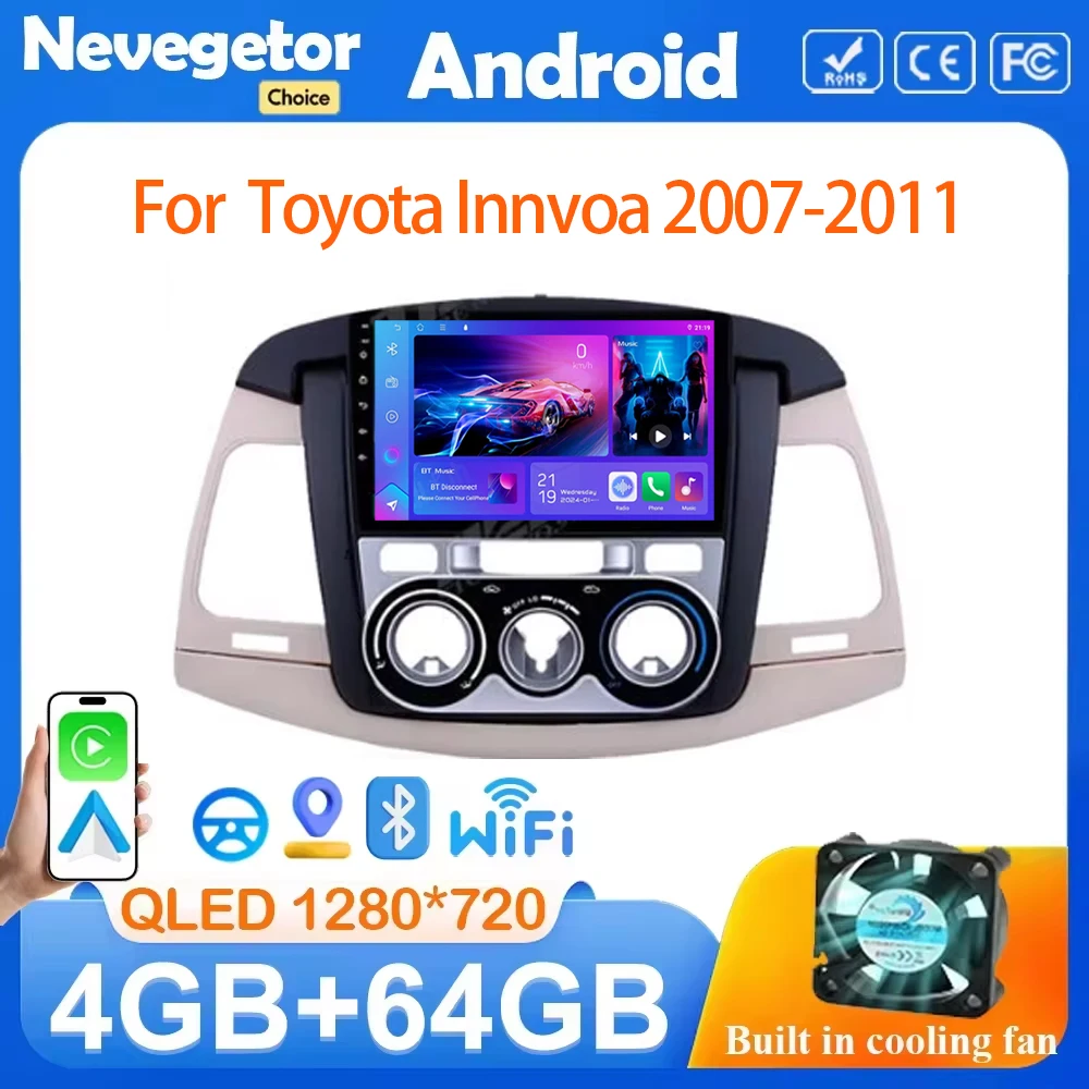 Мультимедийный плеер CarPlay 4G + 64G для Toyota Innvoa 2007-2011 Android авторадио стерео