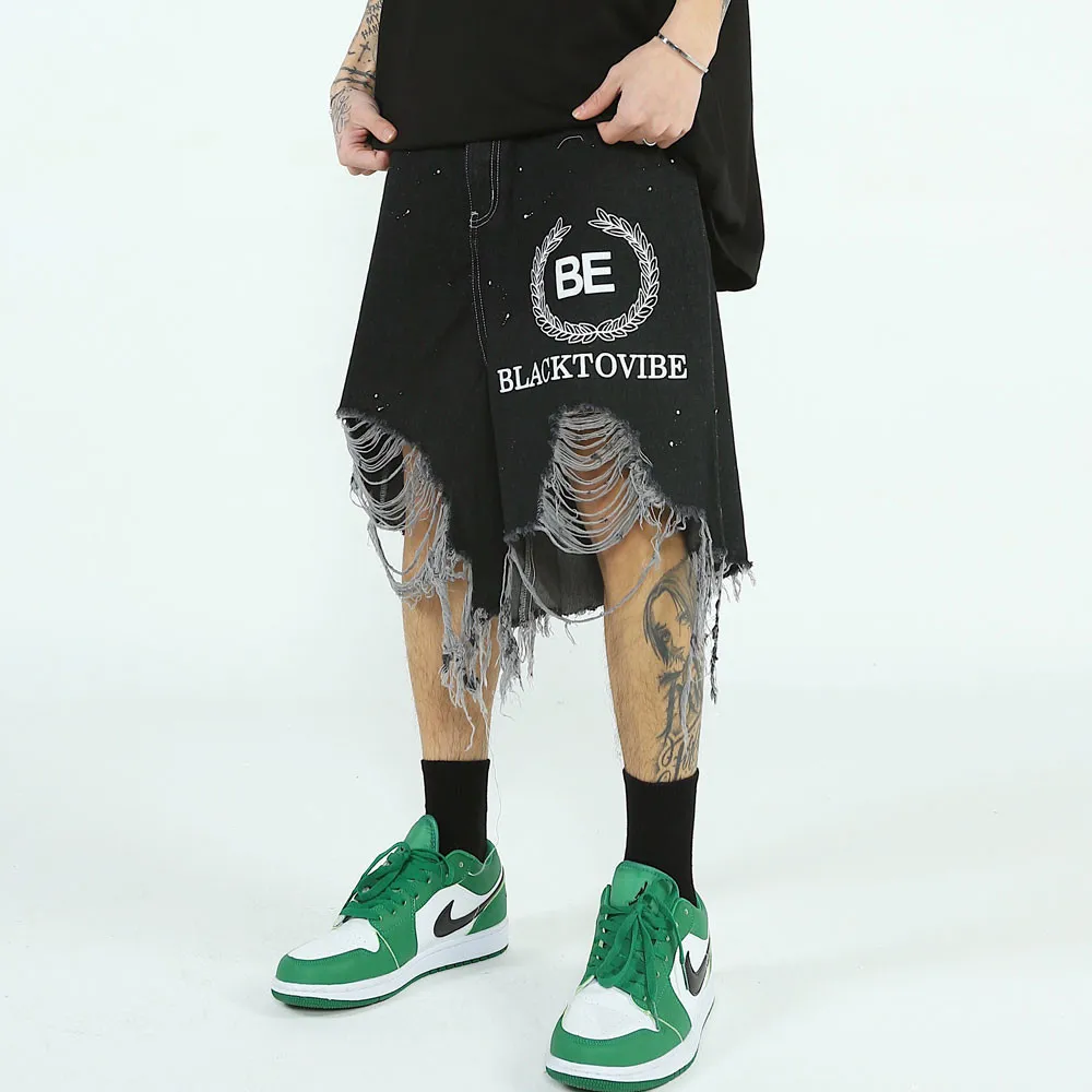 Hole Raw Edge Denim Shorts Men's Street Trend Letter Five-point Pants High Street Tide Brand Loose Wide-leg Pants Shorts
Hole Raw Edge Denim Shorts Men's Street Trend Letter Five-point Pants High Street Tide Brand Loose Wide-leg Pants Shorts