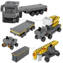 Building Blocks Bricks MOC Airport Military Army Working Vehicle Container Truck Tractor Pallet Model Baseplate Traffic Light