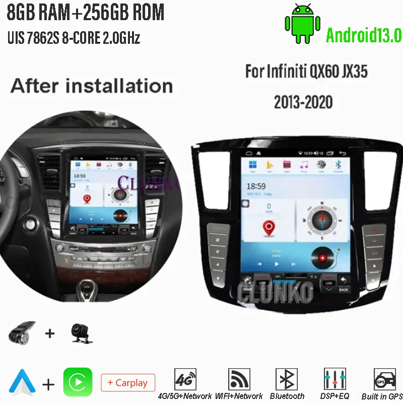 Clunko для Infiniti QX60 JX35 2013 - 2020 Android автомобильный радиоприемник стерео Тесла экран мультимедийный плеер Carplay авто 8G + 256G Bluetooth
Clunko для Infiniti QX60 JX35 2013 - 2020 Android автомобильный радиоприемник стерео Тесла экран мультимедийный плеер Carplay авто 8G + 256G Bluetooth
