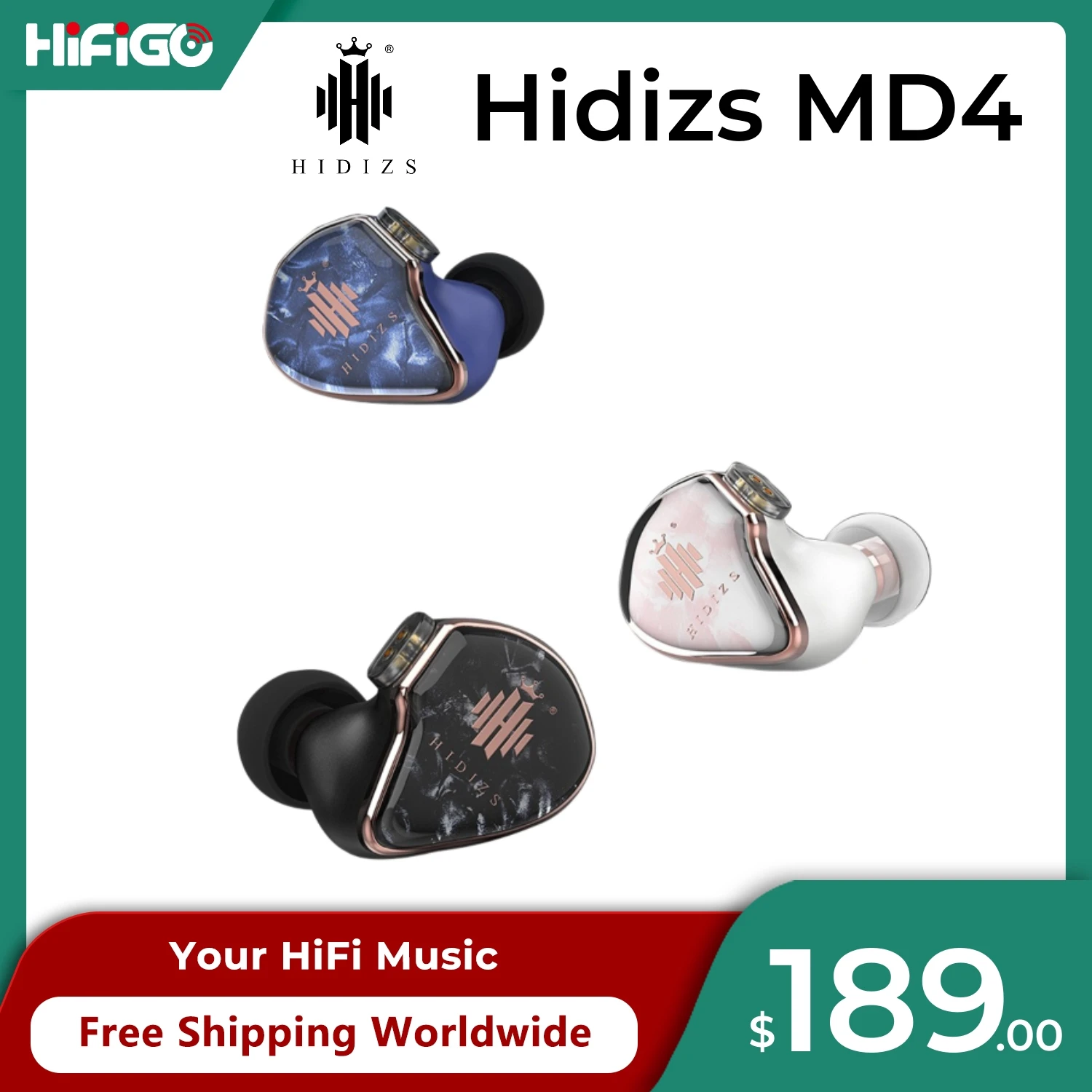 

Hidizs MD4 Earphone 4 Custom Balanced Armature Drivers 3-way Crossover HiFi In-ear Monitors IEMs for Audiophile