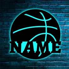 LED Wall Lamp Basketball Ball Wooden Neon Light Personalized Name Nightlight for Home Sofa Living Room Game Room Bedroom Decor
