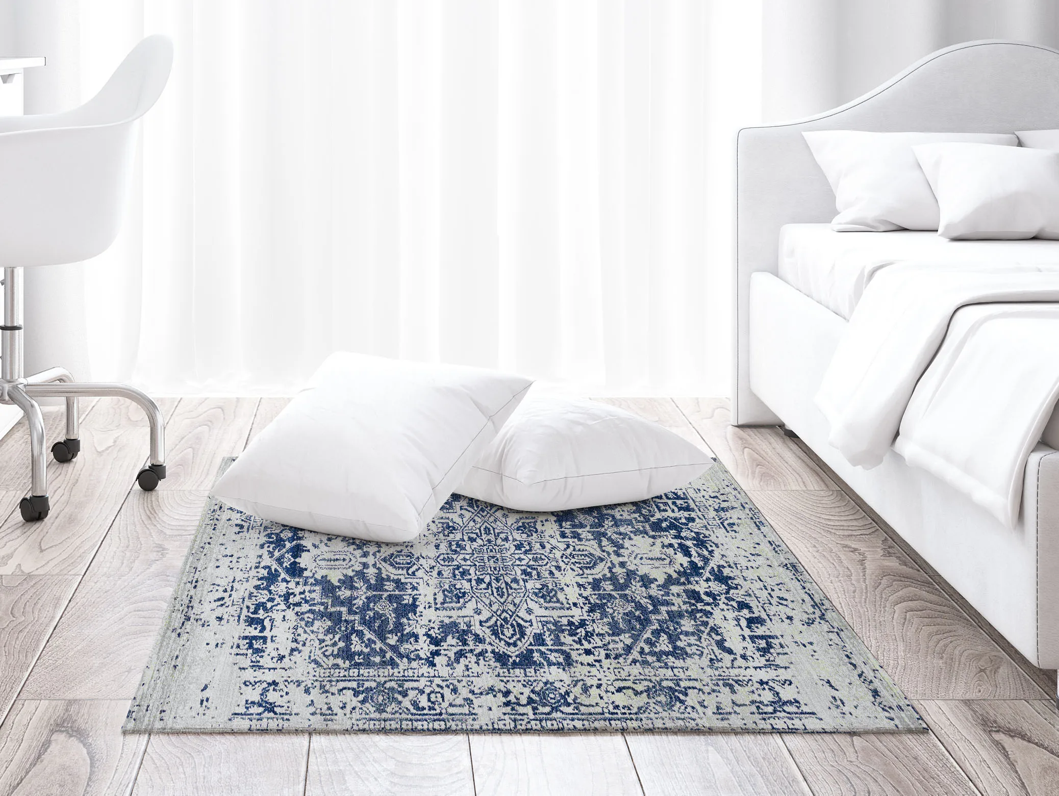 

Blue Retro Area Rug Fashion Carpet Turkish Floor Soft Vintage Rugs Non-Slip Home Decor Thick Runner Durable Carpets Kilim