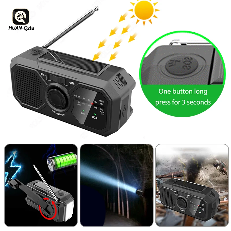LED Flashlight With Solar Power Hand Crank Radio 1200mAh Battery SOS Alarm Multifunctional Radio for Backpacking Picnic Vacation
LED Flashlight With Solar Power Hand Crank Radio 1200mAh Battery SOS Alarm Multifunctional Radio for Backpacking Picnic Vacation