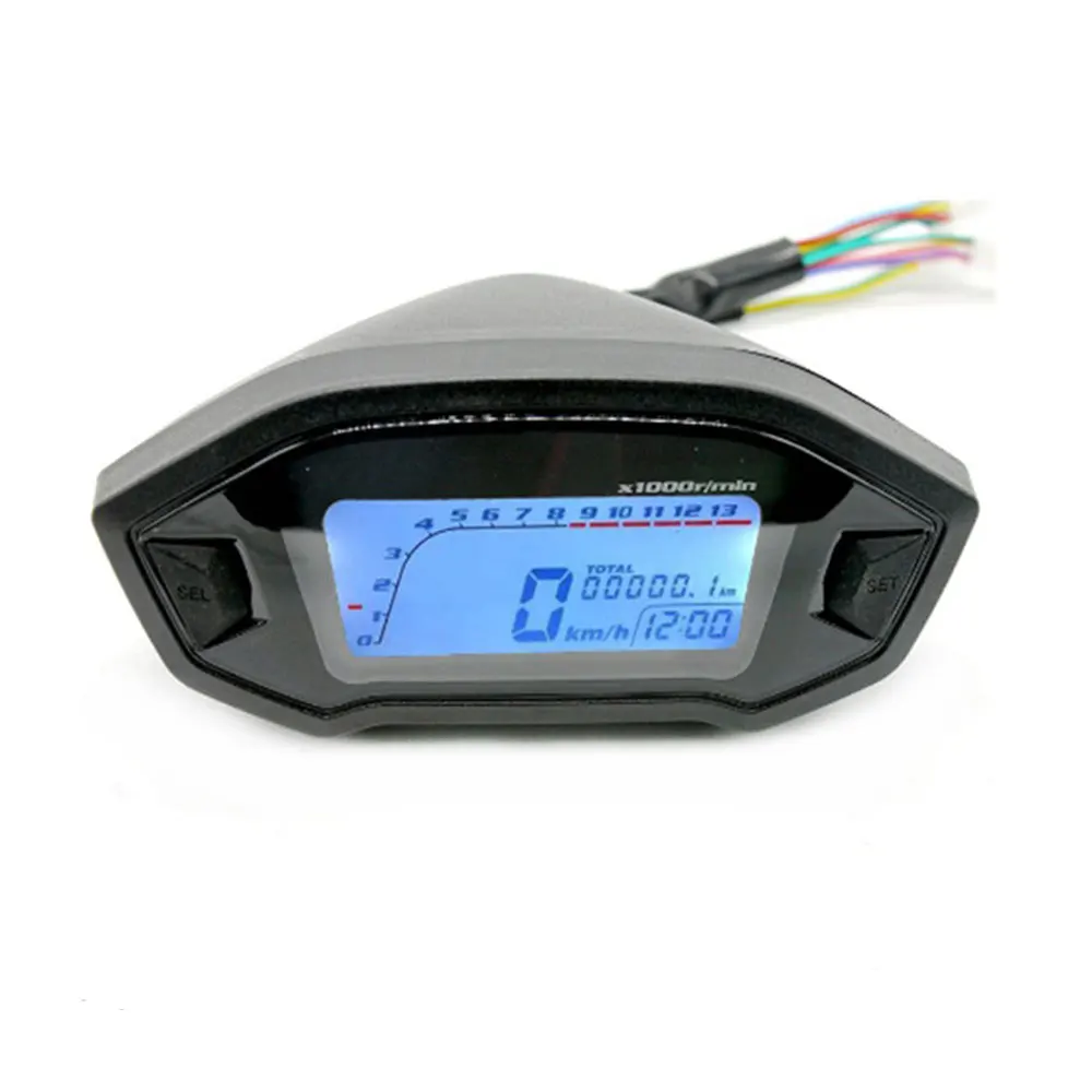 Universal LCD Digital Speedometer Motorcycle Odometer Time Fuel Level 7 Backlight for 2, 4 Cylinders 13000r/min
Universal LCD Digital Speedometer Motorcycle Odometer Time Fuel Level 7 Backlight for 2, 4 Cylinders 13000r/min