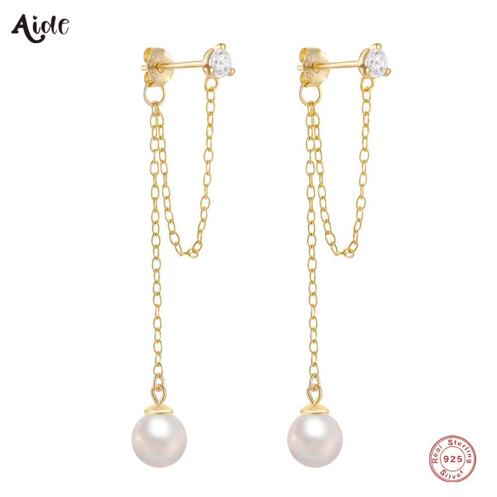 Aide 925 Sterling Silver Zircon Chain Tassel Front Back Earrings With Imitation Pearl Charm For Women Wedding Party Jewelry
Aide 925 Sterling Silver Zircon Chain Tassel Front Back Earrings With Imitation Pearl Charm For Women Wedding Party Jewelry