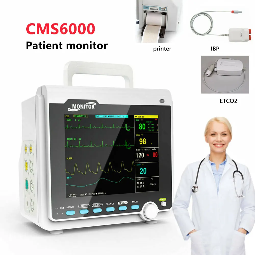 Монитор для пациента CMS6000 ICU CCU, несколько параметров, ЭКГ, RESP, SpO2 PR, NIBP, TEMP, ETCO2, IBP, жизненно важные признаки, медицинское устройство
Монитор для пациента CMS6000 ICU CCU, несколько параметров, ЭКГ, RESP, SpO2 PR, NIBP, TEMP, ETCO2, IBP, жизненно важные признаки, медицинское устройство