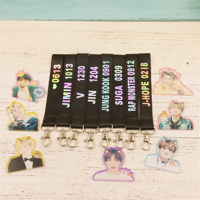 

KPOP Bangtan Boys Keychain Mobile Phone Lanyard Bag Accessories JUNGKOOK JIMIN J-HOPE SUGA Tae Hyung JIN Fans Collection Gift