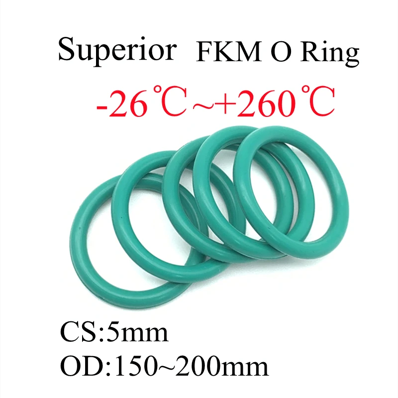 2Pcs Green FKM Fluorine Rubber O Ring Thickness 5mm OD 150mm~200mm Seal Gaskets Insulation Oil High Temperature Resistance Green
2Pcs Green FKM Fluorine Rubber O Ring Thickness 5mm OD 150mm~200mm Seal Gaskets Insulation Oil High Temperature Resistance Green
