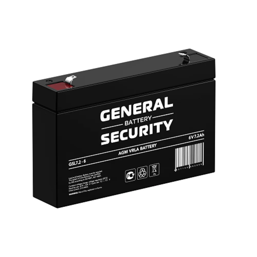 Свинцово-кислотный аккумулятор General Security GSL 7.2-6 (6 В 7.2 Ач) для детской машинки/ИБП/